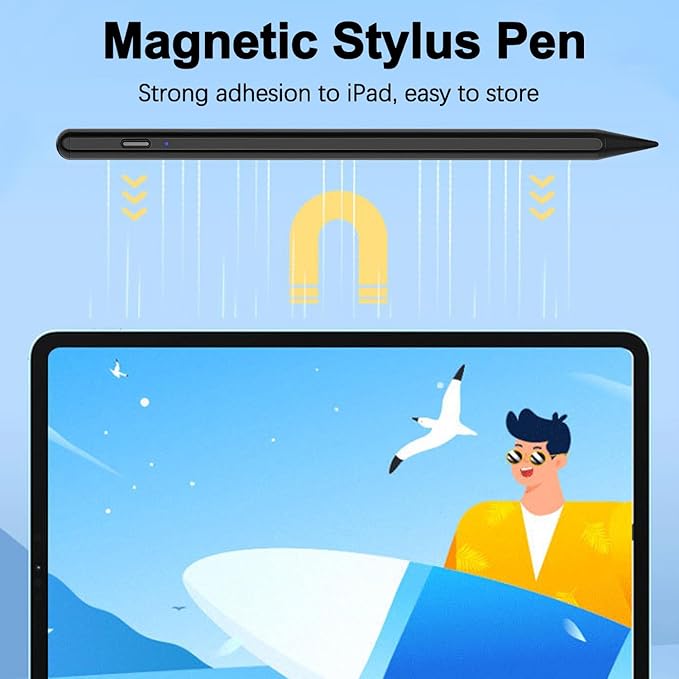 Stylus Pen for iPad 2025-2018 Active Pen 11th & 10th Gen Fast Chagring Stylus Pencil with Palm Rejection for Apple iPad 11th/A16/10/9/8/7/6th,Pro 12.9/11/13 inch M4,Air M2/M3/5/4/3,Mini A16/5th/6th