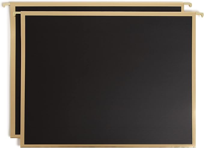 U Brands Classic Outline Hnaging File Folders, Office Supplies, Letter Size, Black, White and Pink with Gold, 6 Count