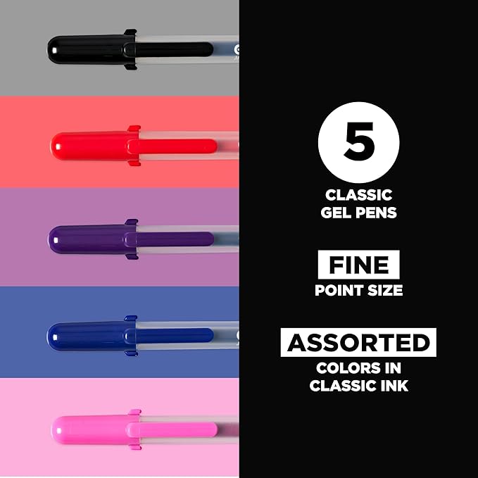SAKURA Gelly Roll Classic, Fine Pt, Colors may vary, 5 Count