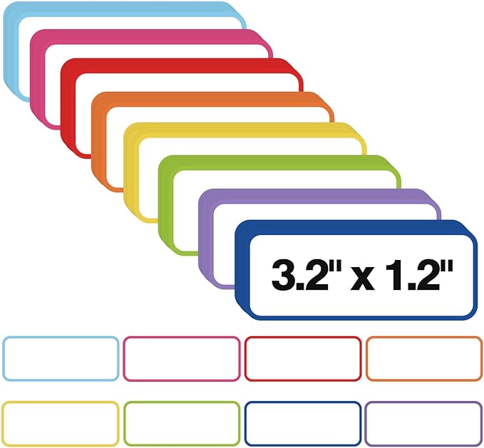 72 Pcs Dry Erase Magnetic Labels, 3.2 x 1.2 Colored Border Reusable Writable Magnetic Name Tags Magnetic Label Stickers for Whiteboard, Refrigerator, Locker Classroom Office Home (8 Colors)