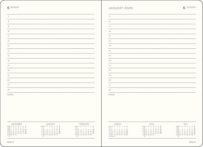 LEUCHTTURM1917 - Daily Planner 2026, Hardcover, Medium (A5), Ruled, Dusty Rose (Jan 1 - Dec 31, 2026)