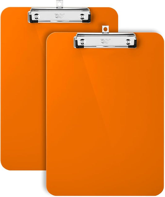 Mr. Pen- Plastic Clipboard, 12.5" x 9", 2 Pack, Orange Clipboard Plastic, Low-Profile Metal Clip with Retractable Hanging Hole