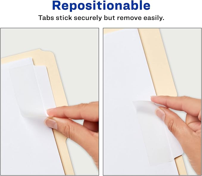 Avery Filing Ultra Tabs, 3" x 1.5", 2-Side Writable, White, 24 Repositionable File Tabs (74776)