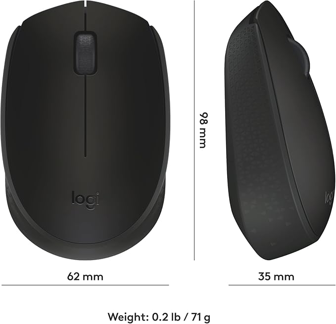 Logitech M170 Wireless Mouse for PC, Mac, Laptop, 2.4 GHz with USB Mini Receiver, Optical Tracking, 12-Months Battery Life, Ambidextrous - Black