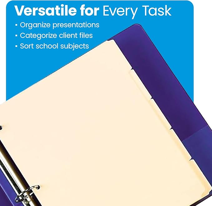 Oxford Manila Index Dividers - Durable 3 Ring Binder Dividers with 5 Tabs 1/5 Cut - Made from 10% Recycled Fiber - Ideal for Organizing Office, School, and Home Documents - Letter Size - 250 Count