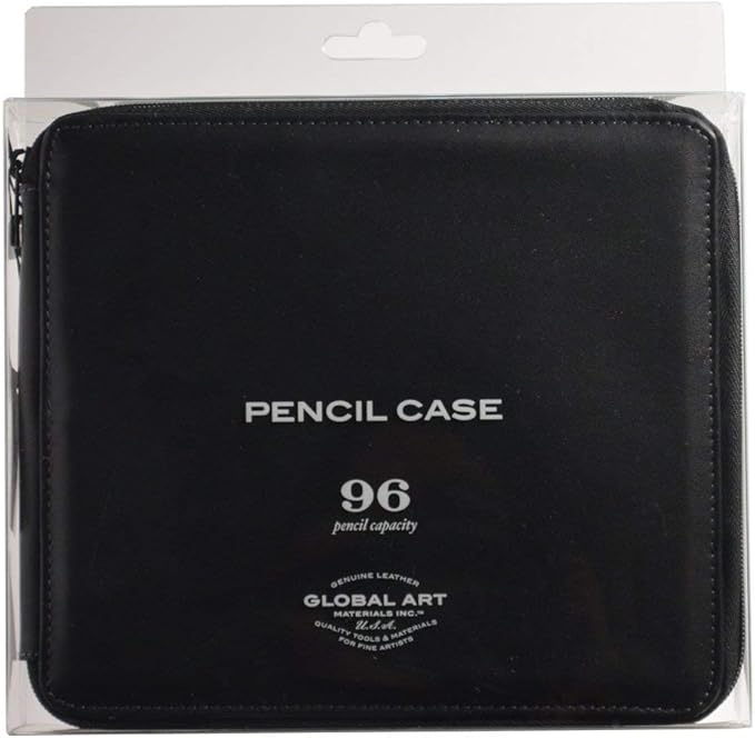 Speedball Art Products Genuine Leather Storage Case for Pencils, Markers, Pens and Art Supplies, Holds Up to 96 Standard Pencils, Black