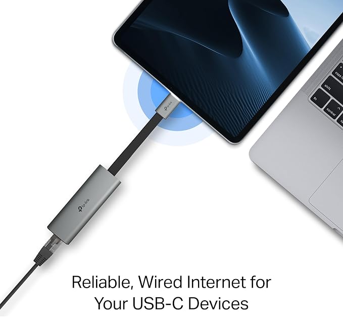 TP-Link USB C to Ethernet Adapter, 2.5 G Plug & Play Network Adapter | Type-C to RJ45 | Aluminum Alloy Case | Thunderbolt 4/3 Compatible for MacBook Pro/Air, iPad, iPhone 16 Pro/Max and More (UE302C)