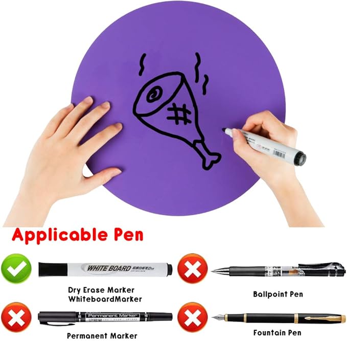 Dry Erase Dots Circles Colorful Circles Whiteboard Marker Removable Vinyl Dot Stickers for School Classroom Teachers Students Table & Desk, 8 Colors 11.02 Inches (16 Pack)