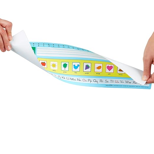 Really Good Stuff 24PK Zaner-Bloser 100-Grid with Number Line Self-Adhesive Vinyl Desktop Reference Nameplate with Left and Right Handprints, Shapes and Colors