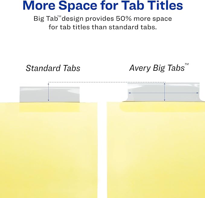 Avery 5 Tab Binder Dividers, Insertable Clear Big Tabs, 1 Set Pack, 10 Packs, 10 Sets Total (11110)