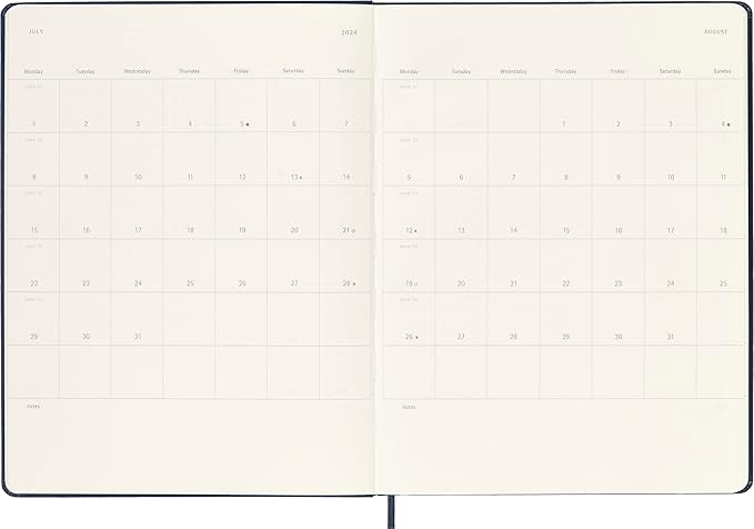 Moleskine 2023-2024 Weekly Planner, 18M, Extra Large, Black, Hard Cover (7.5 x 10)
