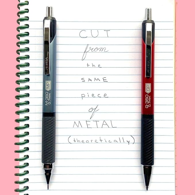 Zebra Pen M-350 Mechanical Pencil, 0.7mm Point Size, Crimson Red Barrel, Refillable Eraser, 2 Pack (57312)