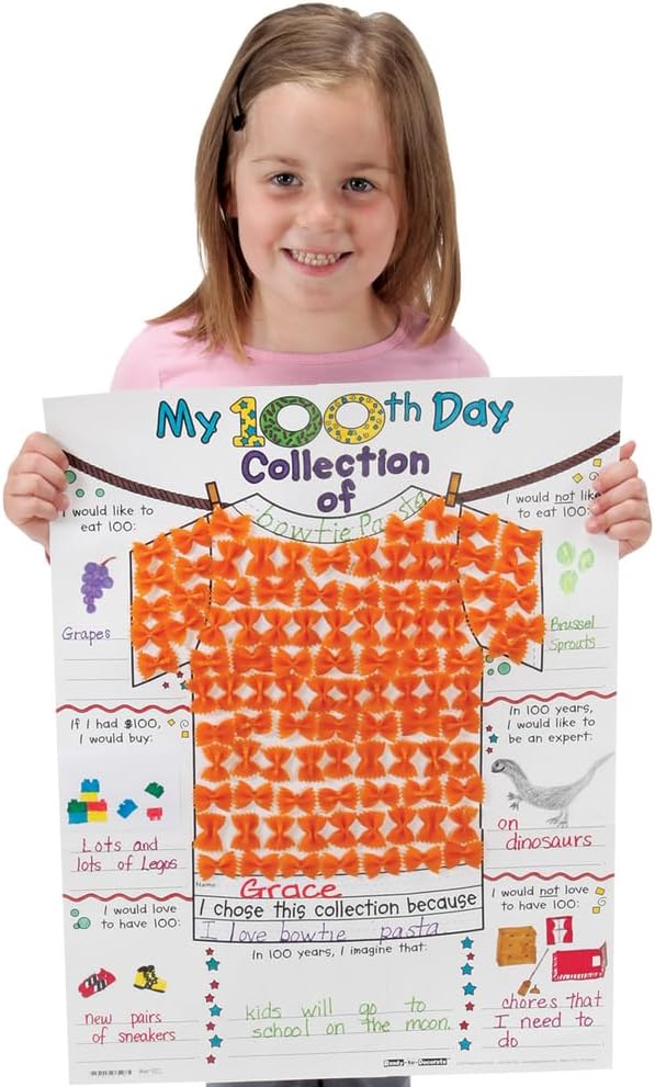 Really Good Stuff 100th Day of School Decorate Posters- 24 Pack- My 100th Day Collection Tee Posters- 100th Day Activities for The Classroom