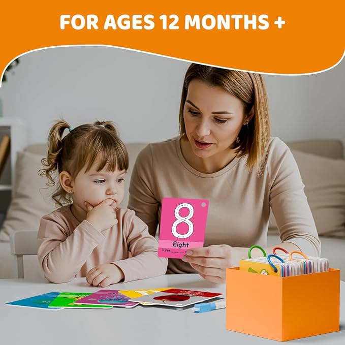 ABC Flash Cards for Toddlers 1-4 - Learning Phonics Alphabet Baby Flashcards - Preschool Sight First Words Numbers Colors Objects for Kindergarten