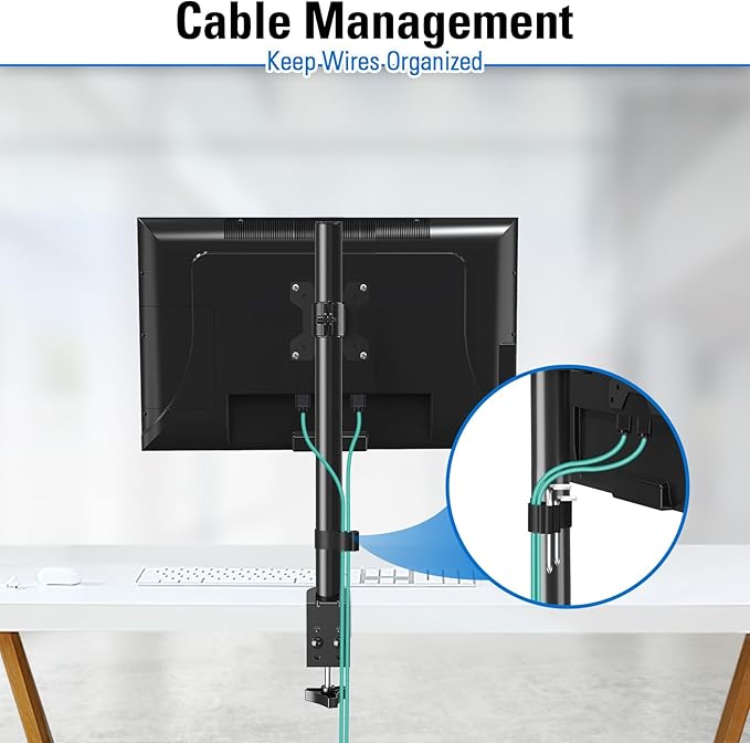 MOUNTUP Single Monitor Mount, Adjustable Monitor Stand for Max 32 Inch Flat Curved Computer Screen, Monitors Arm Desk Mount Fit VESA 75x75& 100x100, up to 17.6lbs, with C-Clamp and Grommet Base, Black