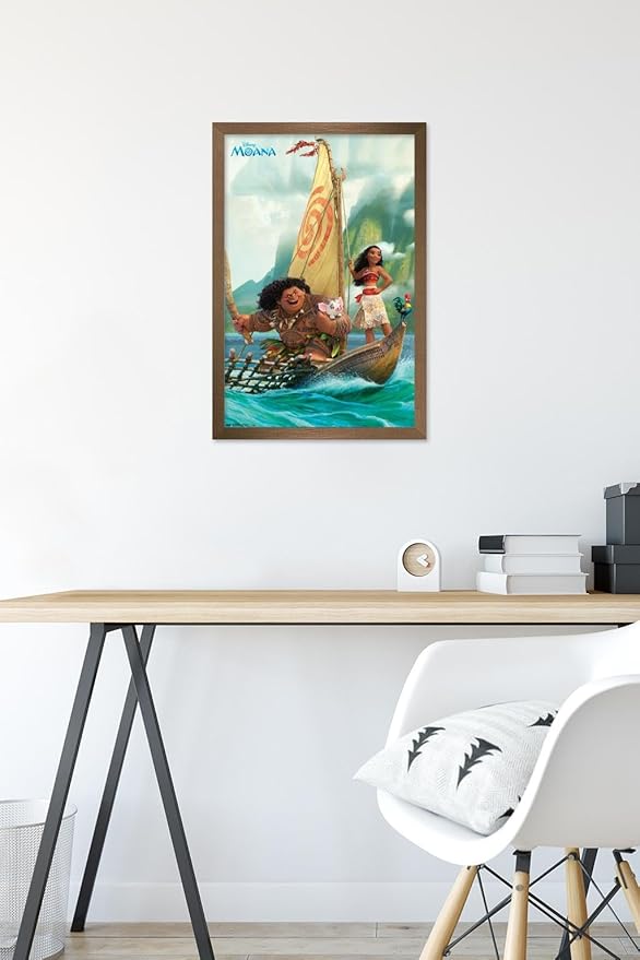 Disney Moana - Group Wall Poster, 22.4L" x 14.7W", Bronze Framed Version