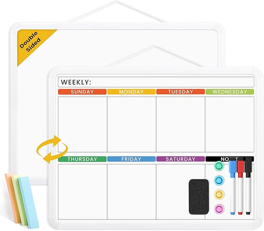 Colorful Whiteboard Calendar for Wall,16" x 12" Hanging Dry Erase Calendar Board, Weekly White Board for Home,School, Office