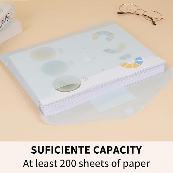 EOOUT 30pcs Plastic Envelopes, Plastic File Folders for Documents, Hook & Loop Closure Poly Folders with Label Pocket A4 Size for School and Office Supplies