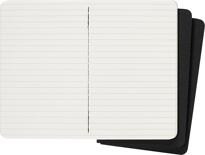Moleskine Cahier Journal, Soft Cover, Large (5" x 8.25") Ruled/Lined, Black, 80 Pages (Set of 3)
