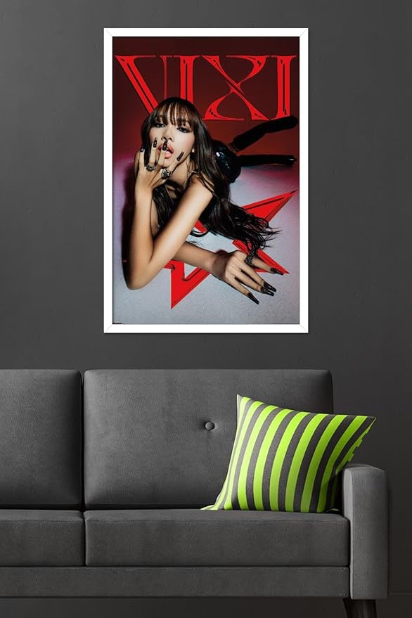LISA - VIXI Red Star Wall Poster, 34L" x 22.4W", White Framed Version
