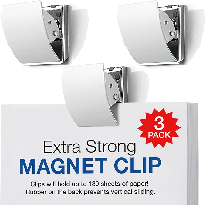 Plus Extra Strong Magnetic Clips, Large White, 3-Pack