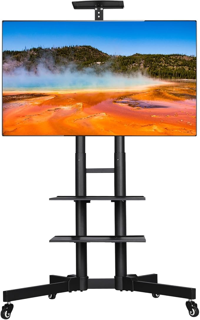 Yaheetech Mobile TV Stand, Adjustable Rolling Television Cart w/Locking Wheels for30-60 LCD LED Plasma Flat Panel Screen up to 110LB, Portable Cart Stand w/Flexible Laptop Shelf, Max. VESA 600x400