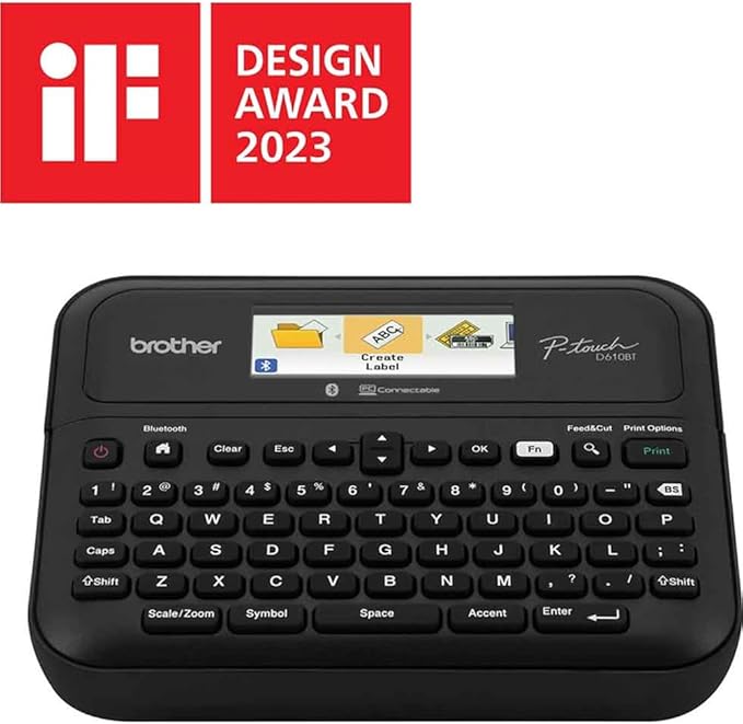 Brother Business Professional Connected Label Maker Bundle with Carrying Storage Case and TZe2312PK P-Touch Black Print on White Laminated Label Tape
