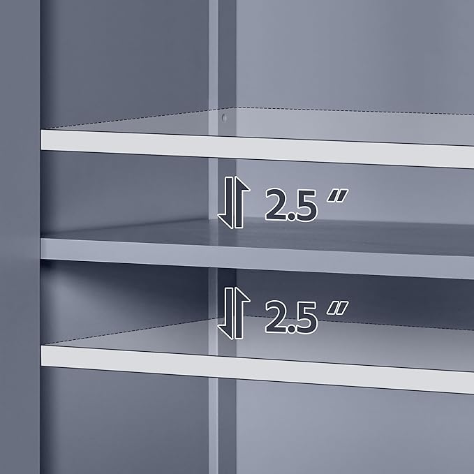Yaheetech Bathroom Floor Cabinet, Modern Storage Freestanding Organizer Cabinet with Adjustable Shelves & Double Doors, 3-Tier Home Living Room Furniture, Gray