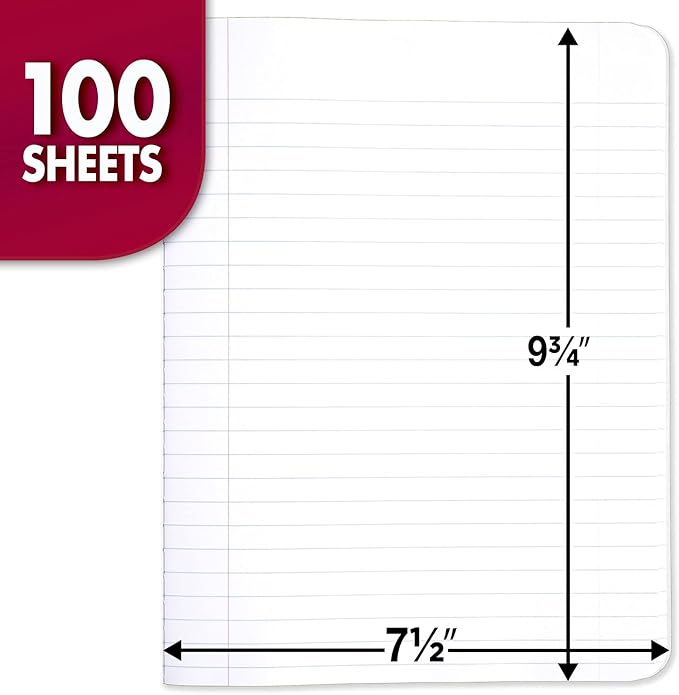 Mead Composition Notebook, Wide Ruled Paper, 7-1/2" x 9-3/4", 100 Sheets, Red Marble (09918AB5)