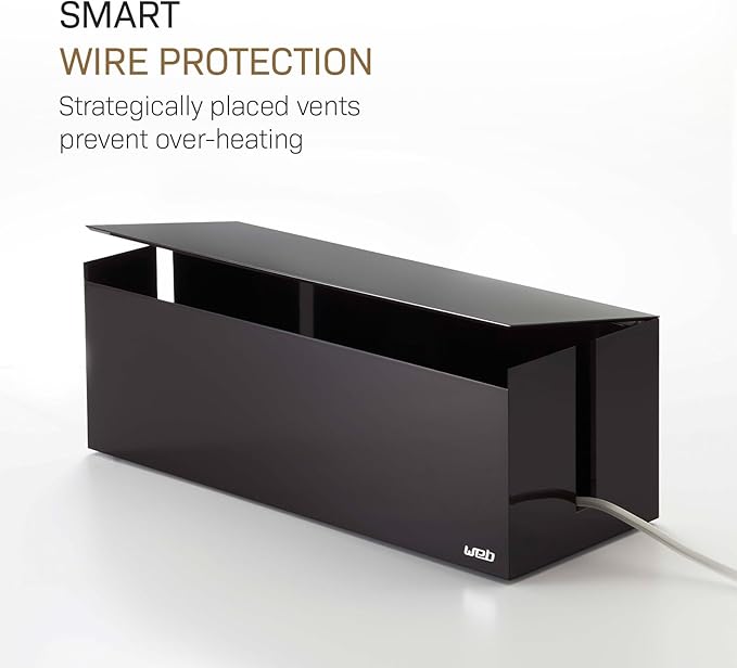YAMAZAKI Home Cable Management Box – Cord Organizer Box with Lid, Minimalist Cable Storage for Office, Abs Plastic - Abs Plastic