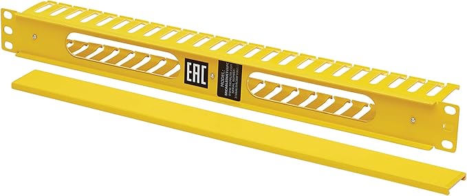 Tripp Lite Horizontal Server Rack Enclosure Cable Manager, Finger Duct with Cover, High-Visibility Yellow Steel, 1U Rack-Mount, Standard 19-Inch, 5-Year Warranty (SRCABLEDUCT1UFC)