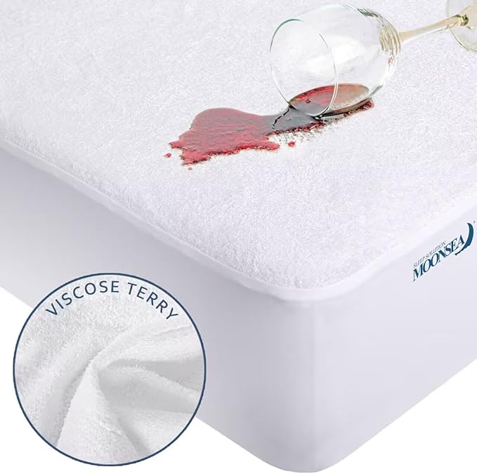 Full Size Mattress Protector Waterproof,Smooth Top Mattress Protector for Kids,Breathable Skin Friendly and Noiseless Fitted Sheet,Viscose Terry Mattress Cover