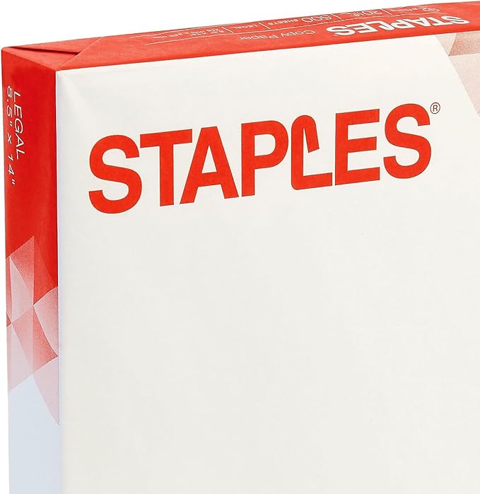 Staples Copy Paper, 8 1/2" x 14", Ream, For Office, School & Home, For Office, School & Home