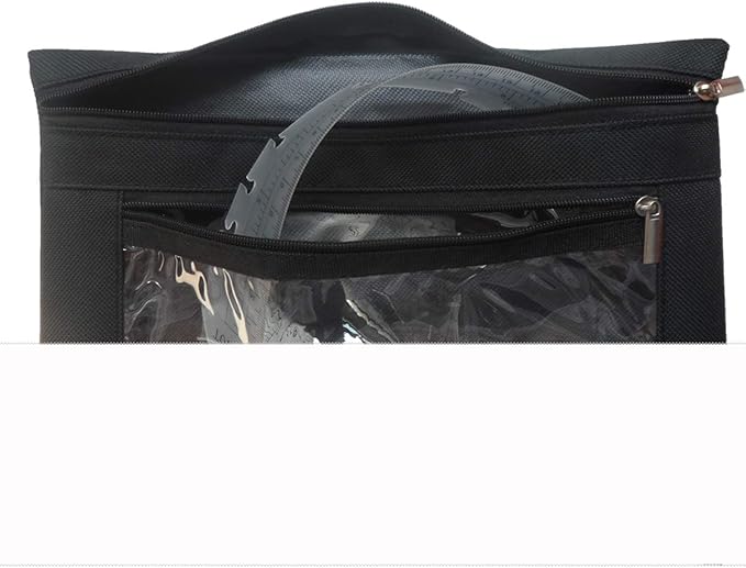 Enyuwlcm 3 Ring Binder Pencil Pouch with Durable Zipper Binder Pencil Case with Clear Window 2 Pocket Black Canvas 4 Pack