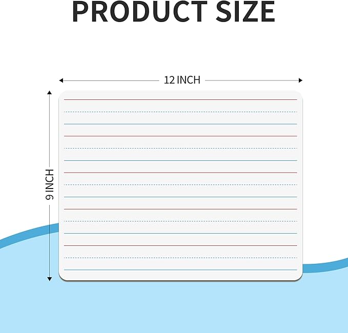 6pack Dry Erase Board 9"x12"with Lines and Blank Surface Learning,Math,Writing Teacher & Homeschool Supplies Mini Whiteboard Erasers Included Colors pens