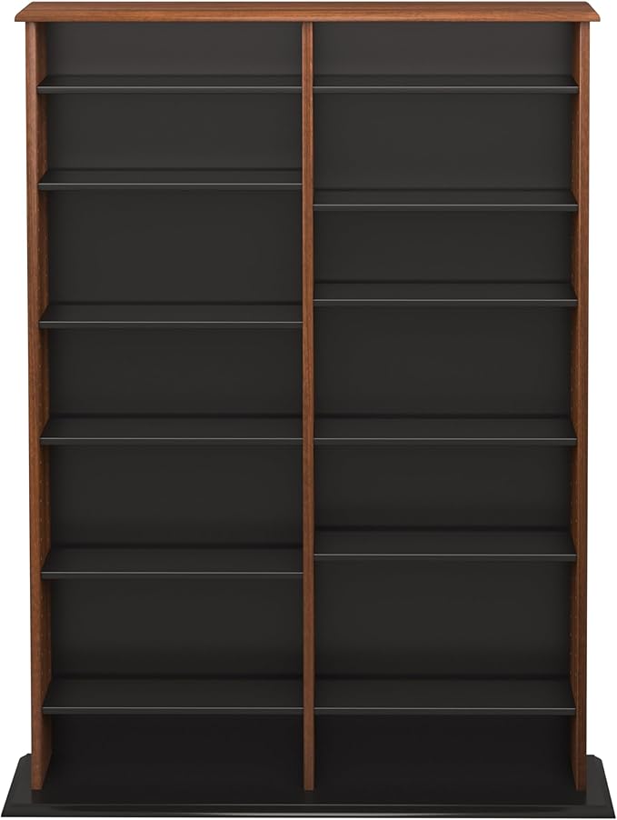 Prepac 2 Column 38.75" Wide Display Cabinet Media, Double Width Wall Storage, Cherry