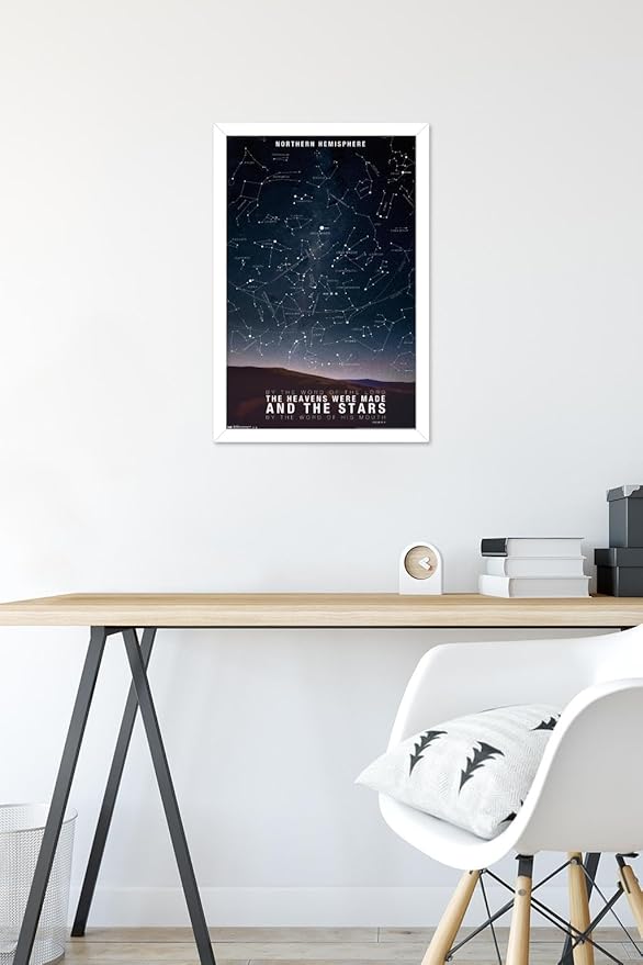 The Stars Wall Poster, 22.4L" x 14.7W", White Framed Version