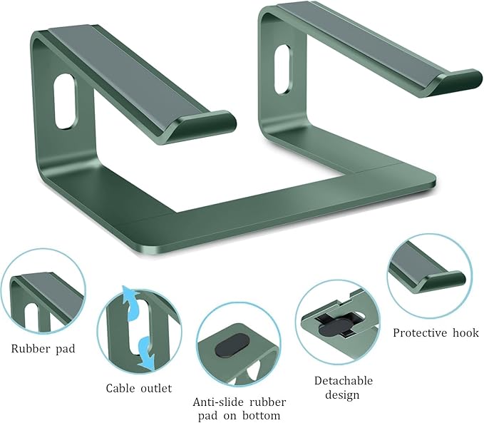 Orionstar Laptop Stand Aluminum Laptop Riser Compatible with Mac MacBook Air Pro 10 to 15.6 Inch Notebook Computer, Ergonomic Elevator Holder (Green)