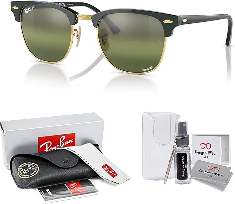 Ray-Ban RB3016 CLUBMASTER Sunglasses For Men For Women +BUNDLE with ACCESSORY EYEWEAR KIT