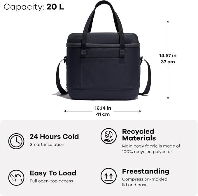 Hydro Flask Cooler Bag - Insulated Portable Soft Cooler - 20 L Capacity in Koala Gray and Black