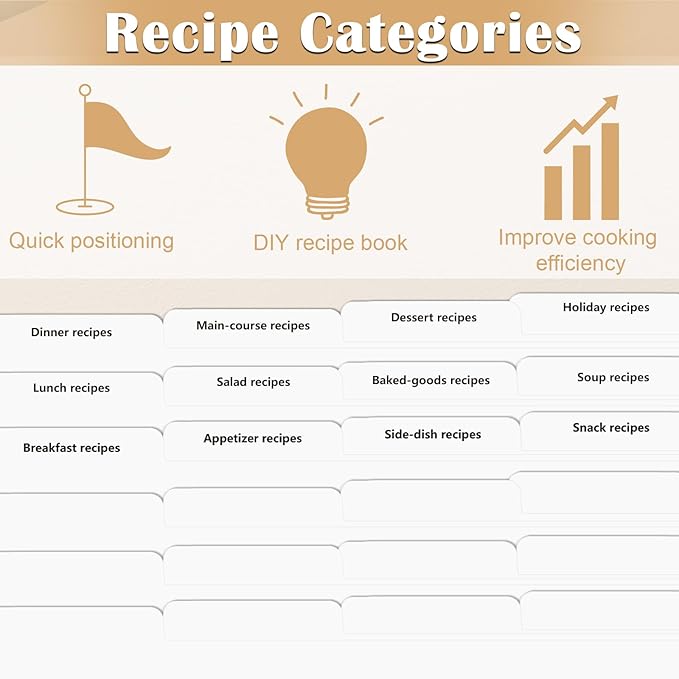 Recipe Dividers for 3 Ring Binder Set 9 3/4”×11” Black and Pre-Printed Recipe Binder Dividers Recipe Organizer Personalized Family Recipe Binder (24)