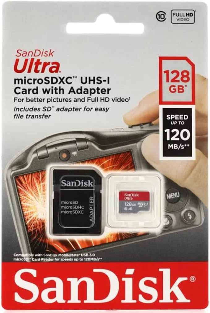Verified by SanFlash for Amazon 770-6747-743 Sandisk Ultra 128GB microSD Memory Card for Fire Tablets and Fire -TV