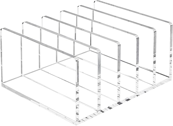 Acrylic Mail Organizer File Sorters for Desk,5-Section Laddered Desktop Vertical Letter Holder,Desk Organizer Workspace Organizer