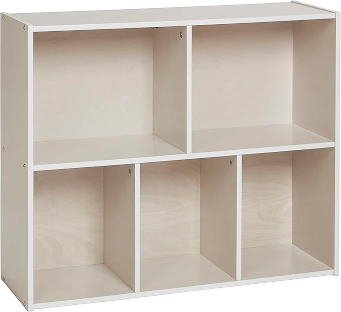ECR4Kids Streamline 5-Compartment Single-Sided Storage Cabinet, 30in, Kids Furniture, White Wash