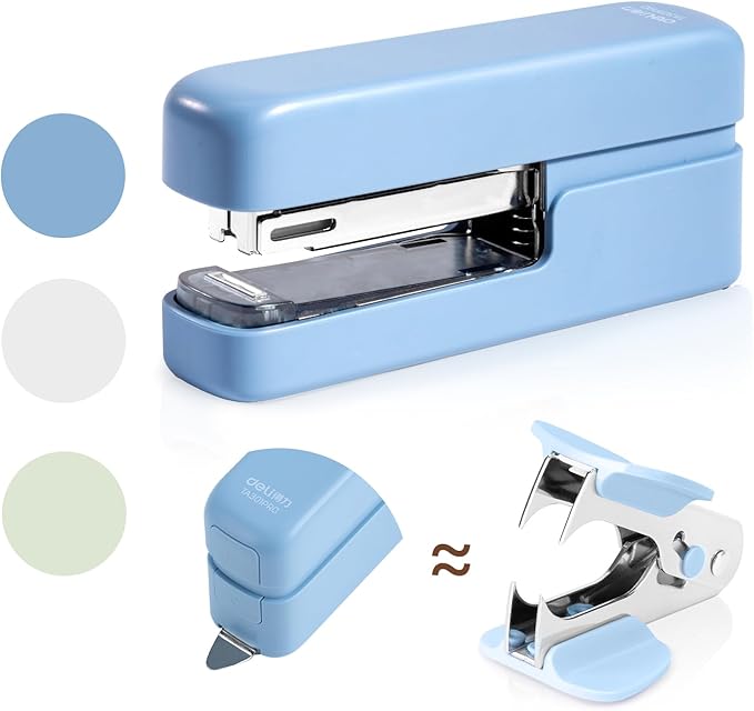 deli Stapler, Desktop Staplers with Integrated Staple Remover, 45 Sheet Capacity Office Stapler, Blue