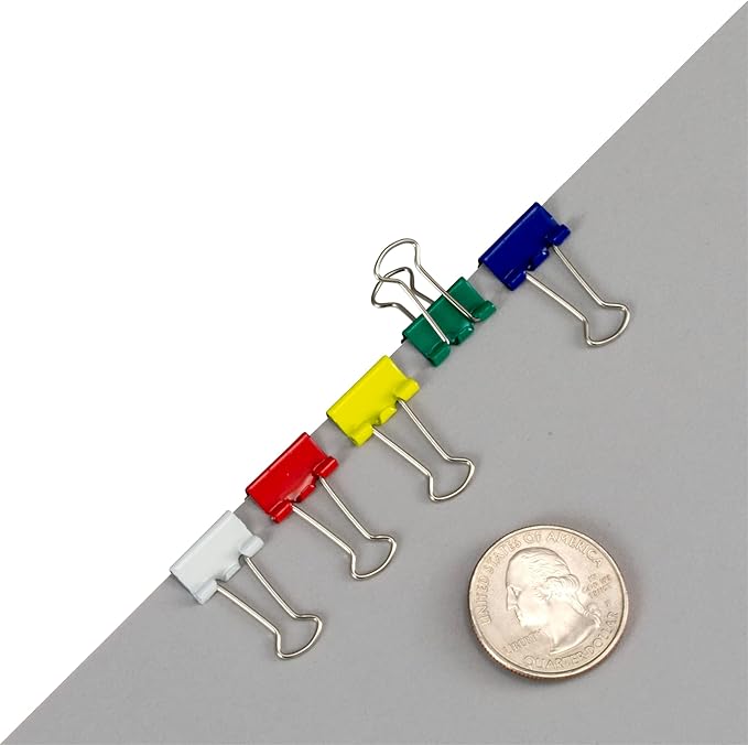 Officemate Micro Binder Clips, Assorted Colors, 100 Clips per Tub (31023)