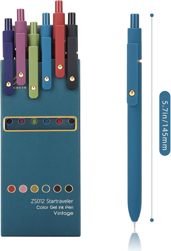 Ddaowanx Colorful Gel Pens, 0.5mm Fine Point Retractable, Cute Pens with Colored Writing and Sketching,Gifts for Women (12Pcs-Vintage Colors)