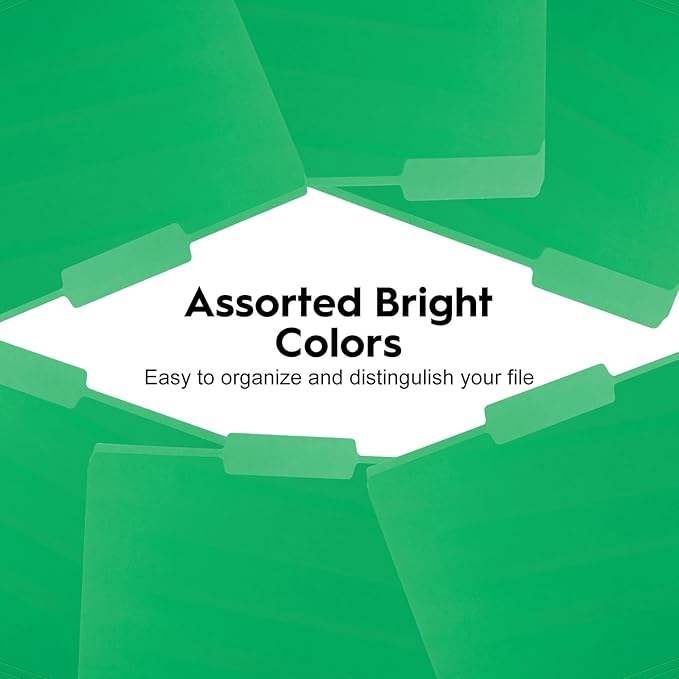 100-Pack Color File Folders, 1/3 Cut Tab, Letter Size Manilla Folder for School/Office/Classroom, Green