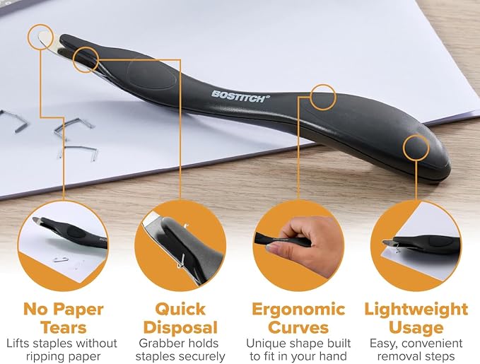 Bostitch Office Professional Push Style Easy Staple Remover, Black, 3-Pack (30000-BLK-3PK)
