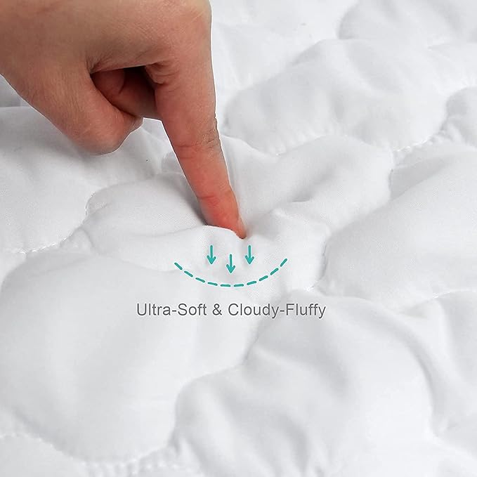 2 Pack Crib Mattress Protector Sheets, Fitted Waterproof Mattress Pad Cover, Noiseless & Machine Wash 100% Absorbent Crib/Toddler Mattress Protector Sheet Quilted, White & Gray, 52" x 28"